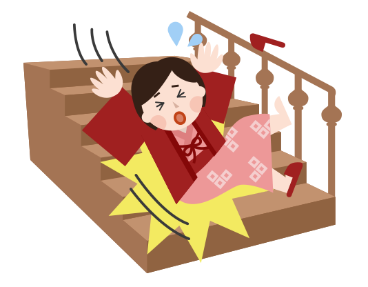 誤って旅館の階段から転倒して打撲のイメージ